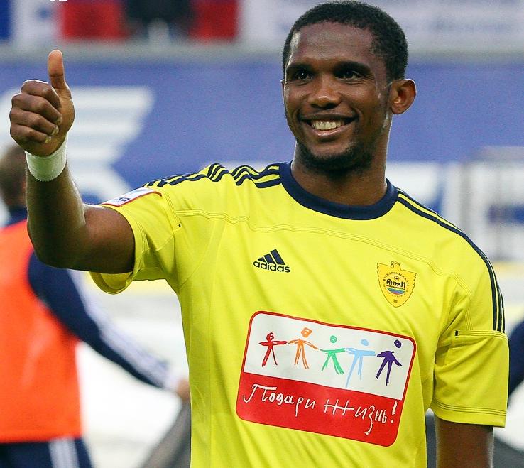 Why has Samuel Eto'o been sanctioned by FIFA?